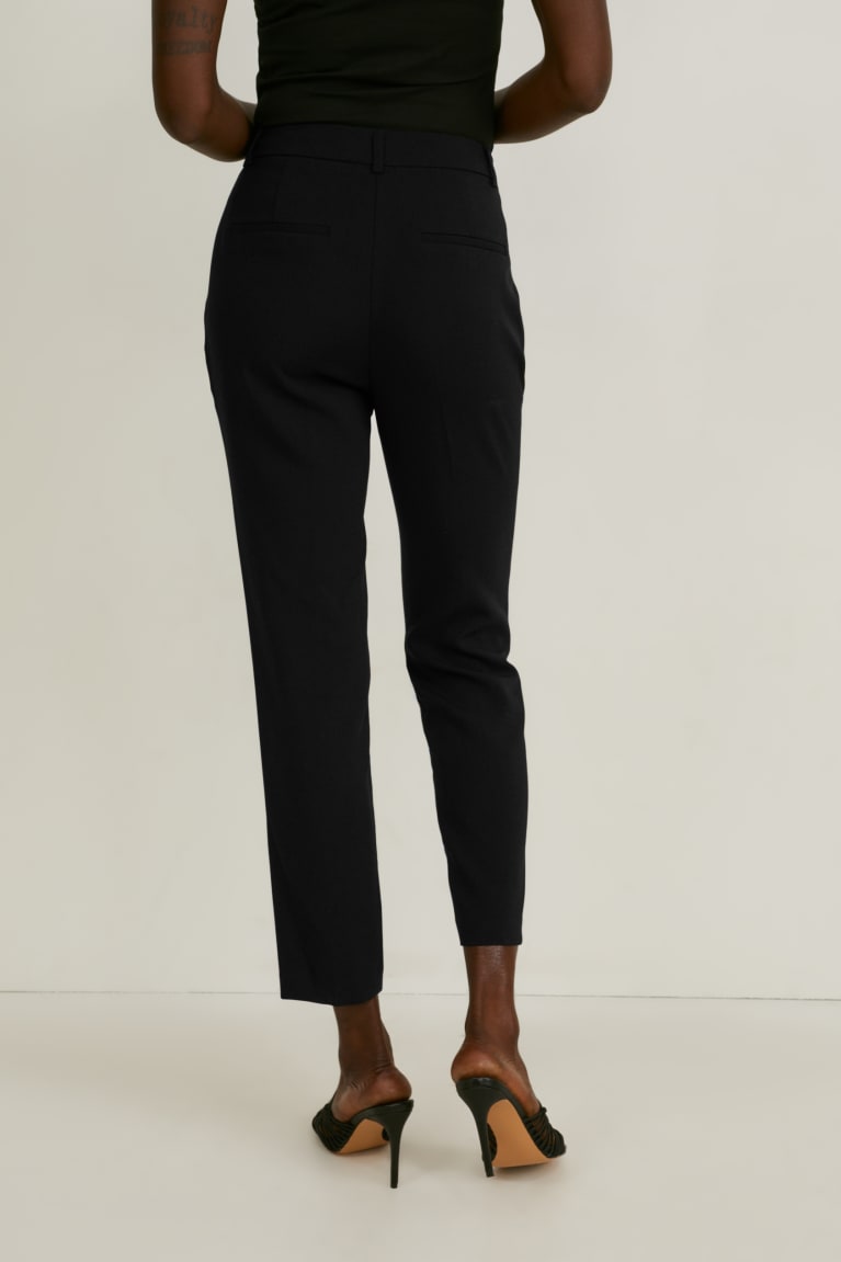 Black C&A Cloth Mid-rise Waist Slim FiRecycled Women's Trousers | XQBEO-8057