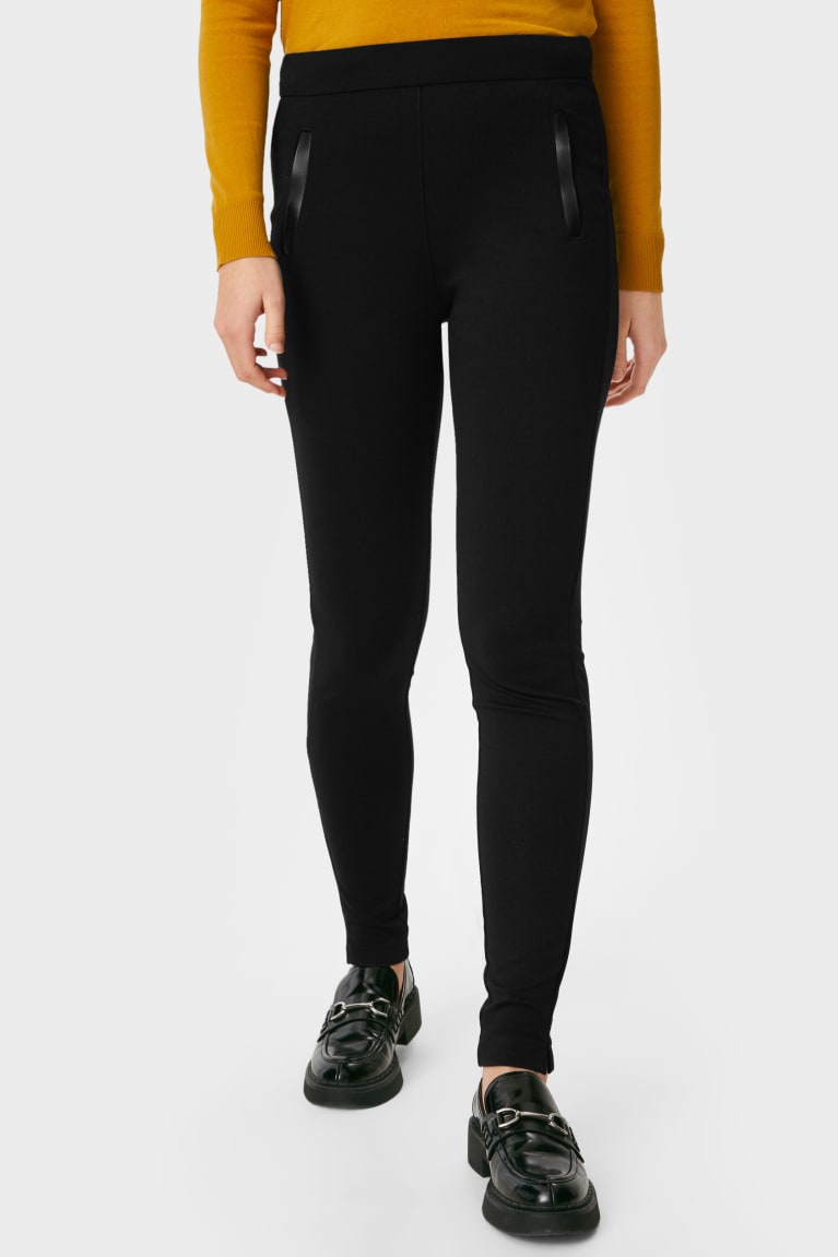 Black C&A Cloth Tapered Fit Women's Trousers | HQRKD-4029