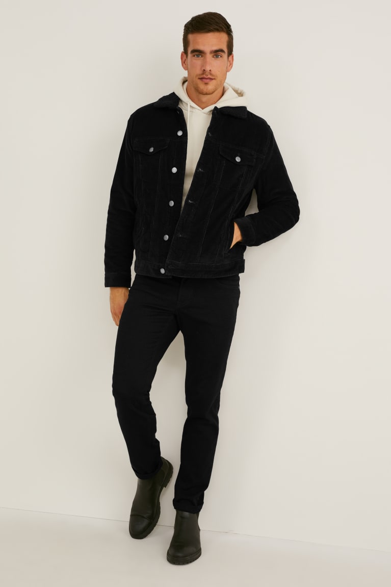 Black C&A Corduroy Men's Jackets | SAZLW-9382