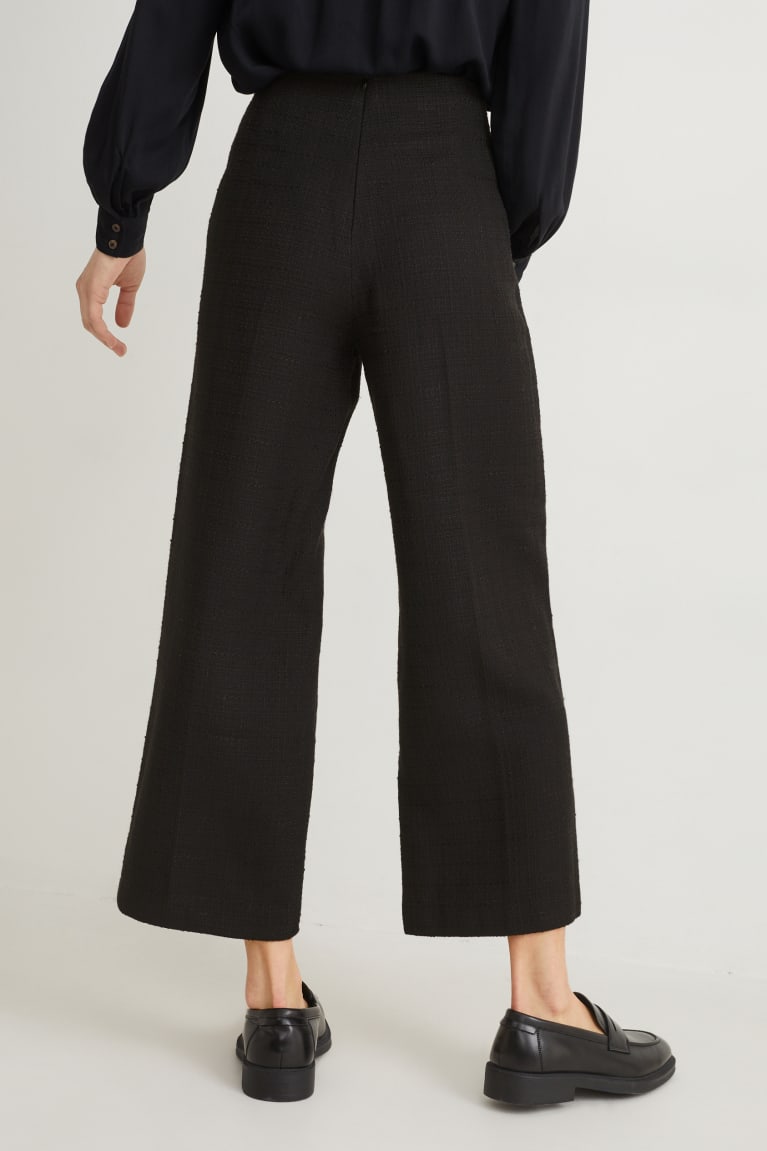 Black C&A Culottes High Waist With Recycled Polyester Women's Trousers | HFDKB-4392