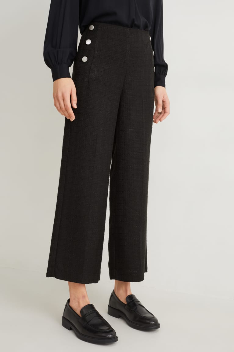 Black C&A Culottes High Waist With Recycled Polyester Women's Trousers | HFDKB-4392