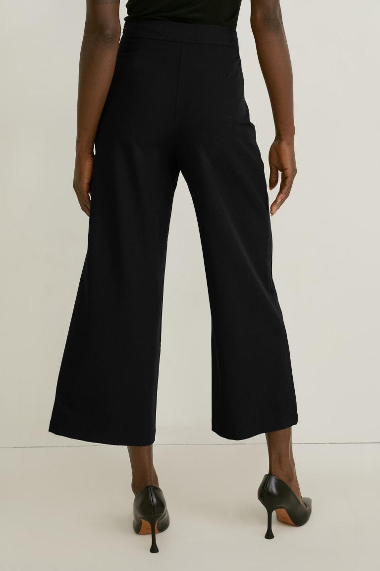 Black C&A Culottes Mid-rise Waist Recycled Women's Trousers | ZVTIF-6932