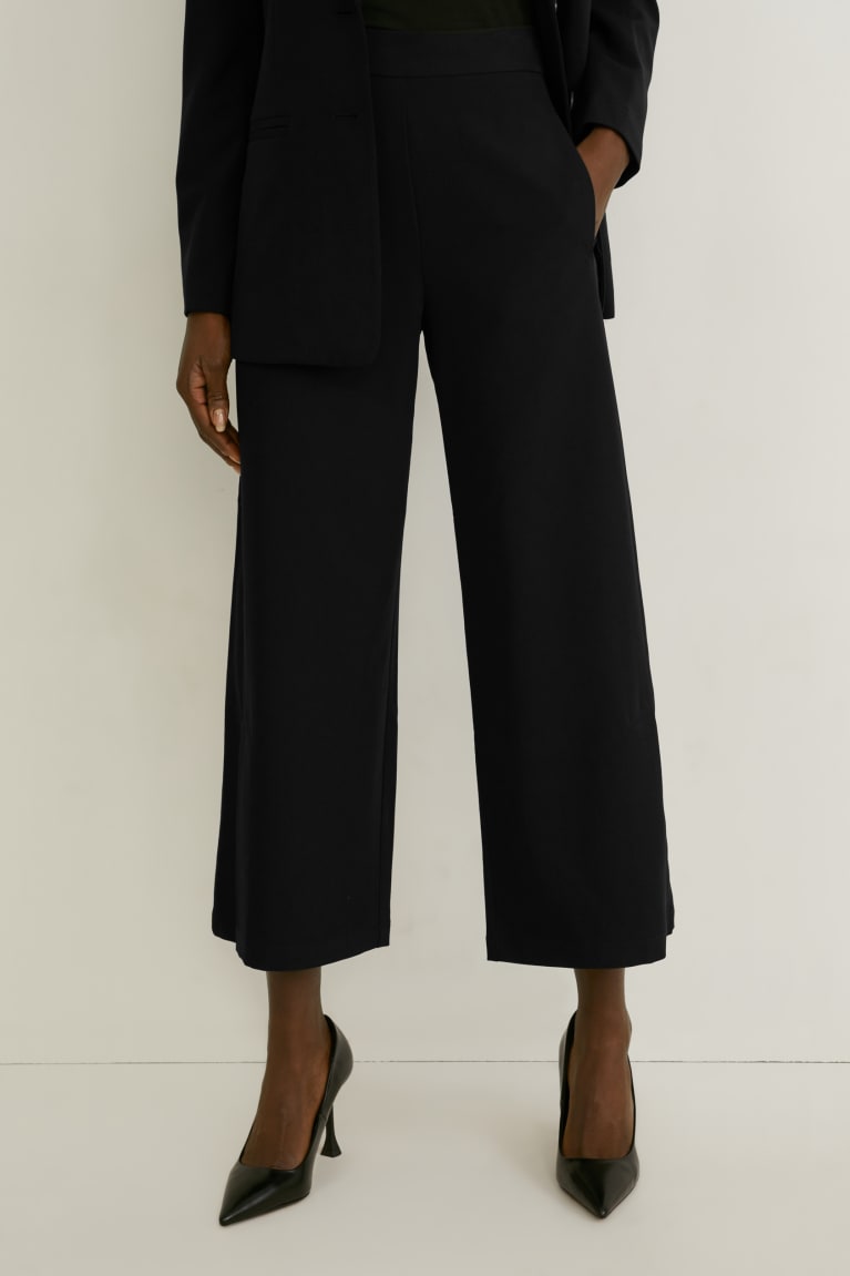 Black C&A Culottes Mid-rise Waist Recycled Women's Trousers | ZVTIF-6932