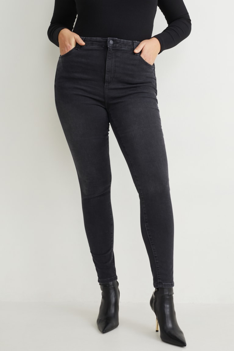 Black C&A Curvy High Waist Skinny Fit Lycra® Recycled Women's Jeans | TYCDP-3506