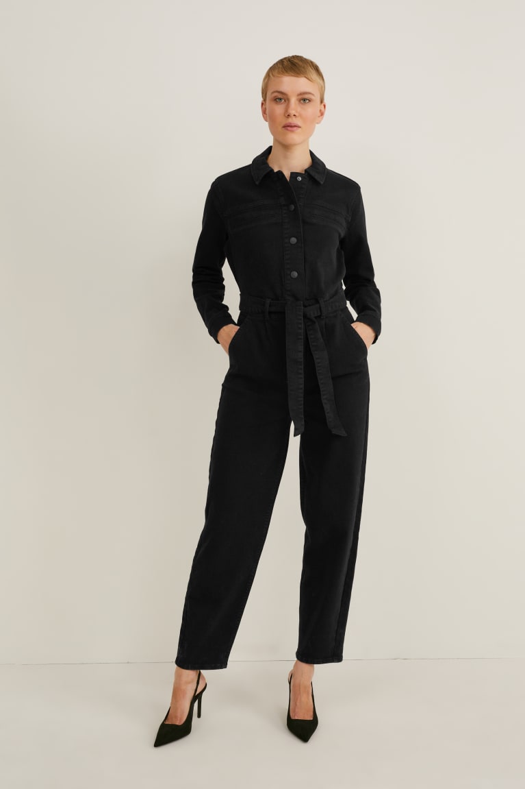 Black C&A Denim Women\'s Trousers | ERZSL-4637