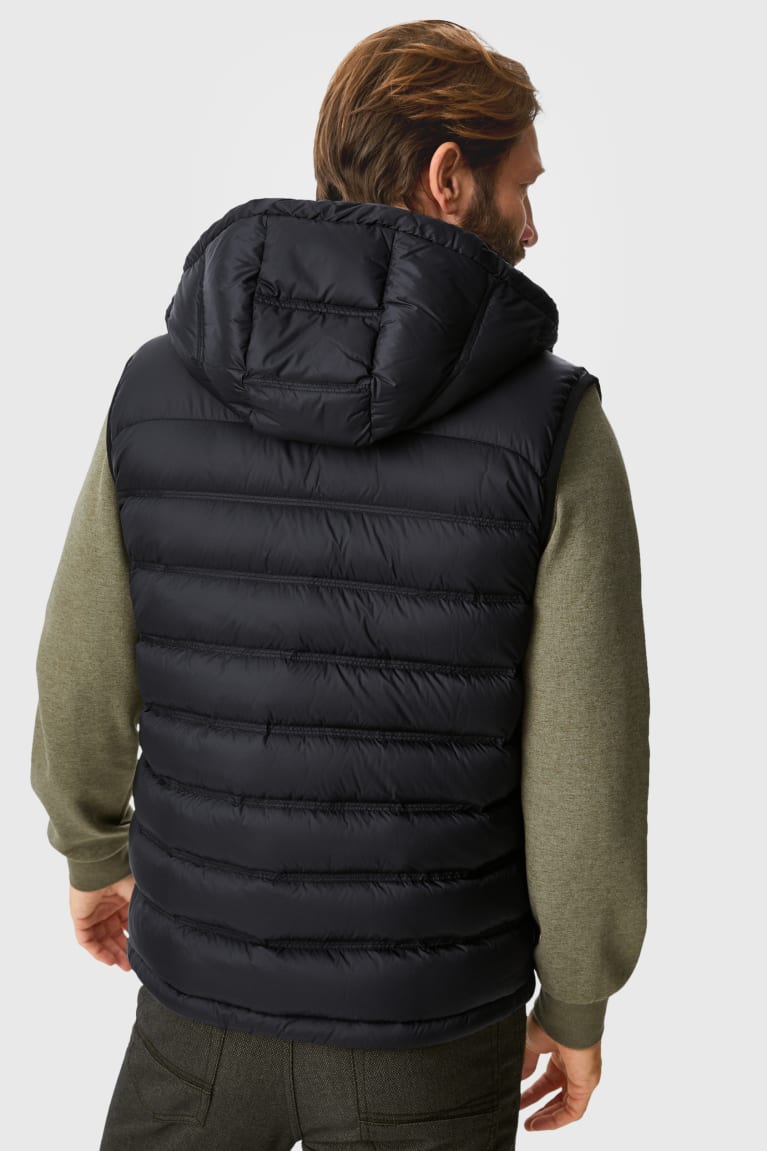 Black C&A Down Gilet With Hood Rds-certified Men's Jackets | JFCGK-1023