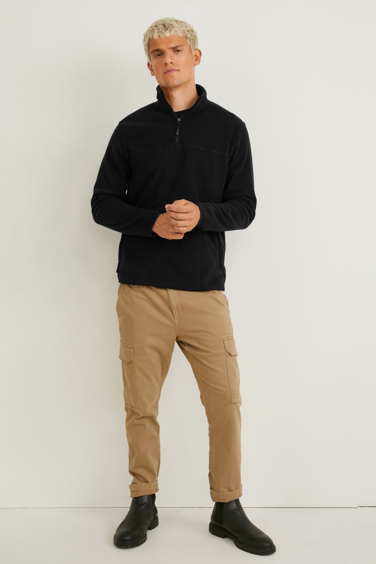 Black C&A Fleece Recycled Men's Sweatshirts | RYSVW-9684