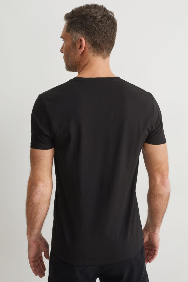 Black C&A Flex Organic Cotton Men's T-shirts | OBYRL-2941