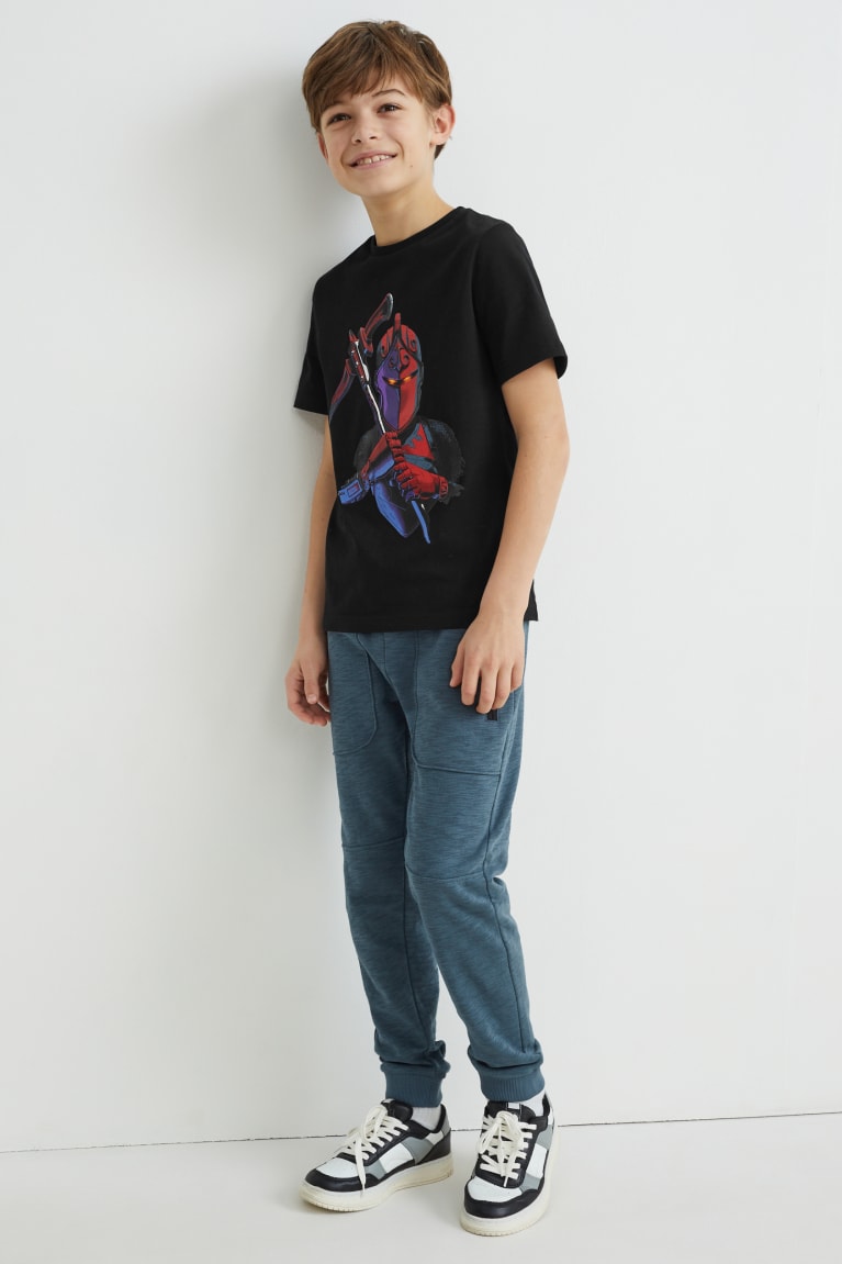 Black C&A Fortnite Sleeve Boys' T-shirts | YTEIB-8051