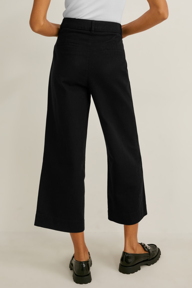 Black C&A High Waist Wide Leg Women's Trousers | YBFDZ-8130