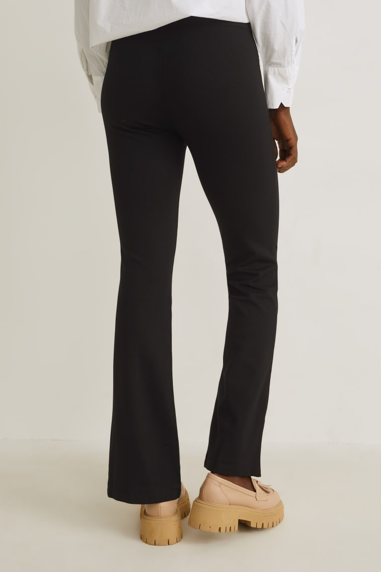 Black C&A Jersey Flared Women's Trousers | HTJYU-7389