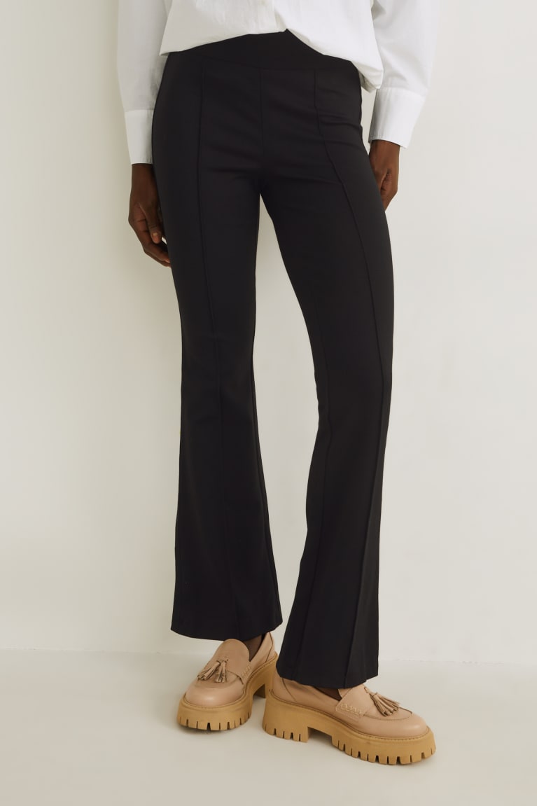 Black C&A Jersey Flared Women's Trousers | HTJYU-7389