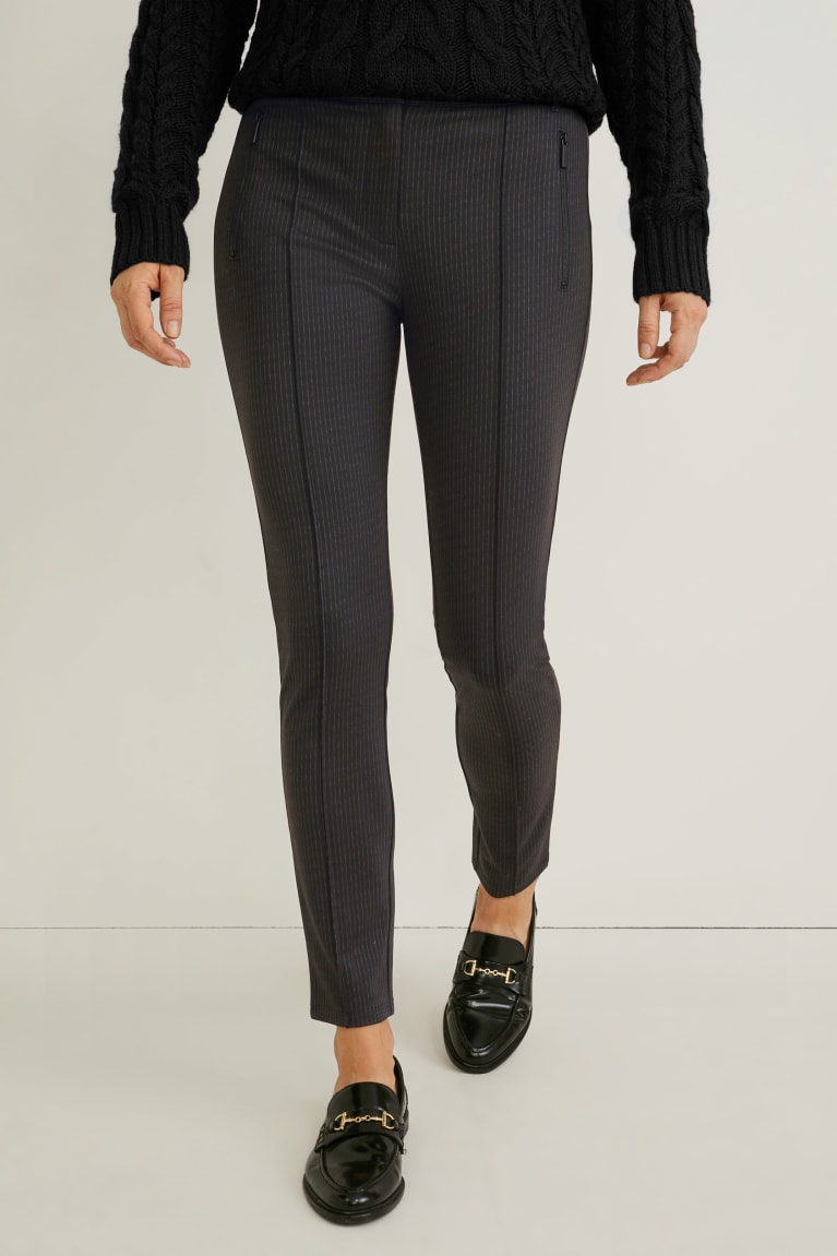 Black C&A Jersey Slim Fit Recycled Women's Trousers | OENPM-9504