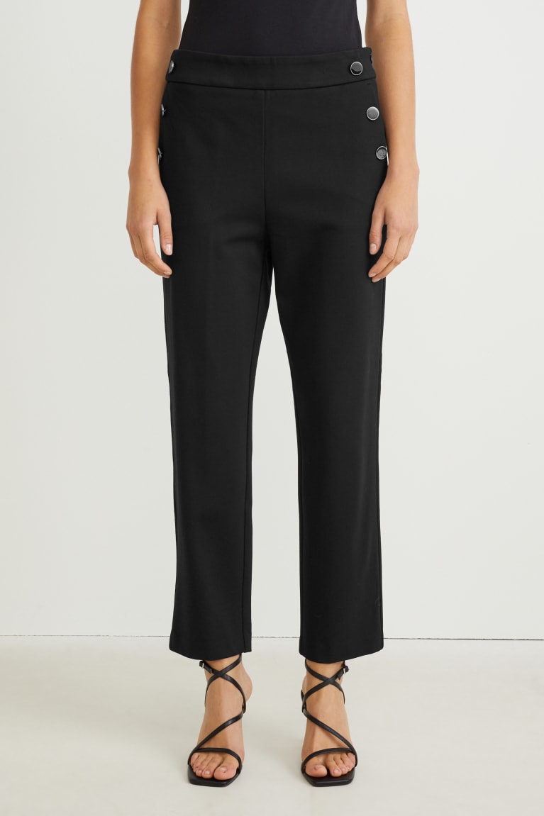 Black C&A Jersey Straight Fit Lenzing™ Ecovero™ Women's Trousers | UPSOT-8264