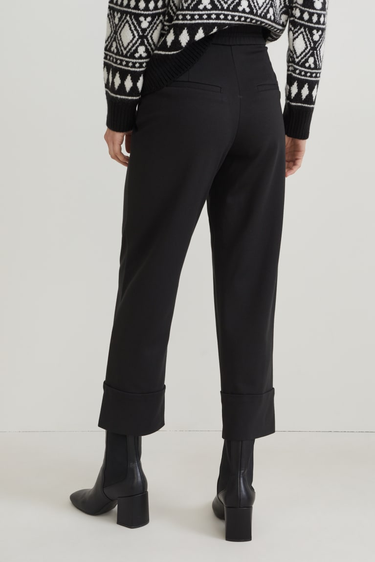 Black C&A Jersey Tapered Fit Lenzing™ Ecovero™ Women's Trousers | WBJZI-5379