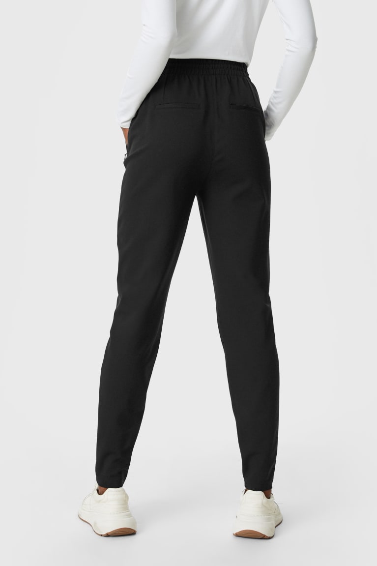 Black C&A Jersey Tapered Fit Women's Trousers | DBZVS-3806