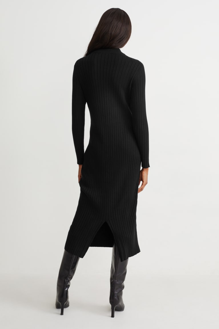 Black C&A Knitted With Lenzing™ Ecovero™ Women's Dress | LMBPX-3540