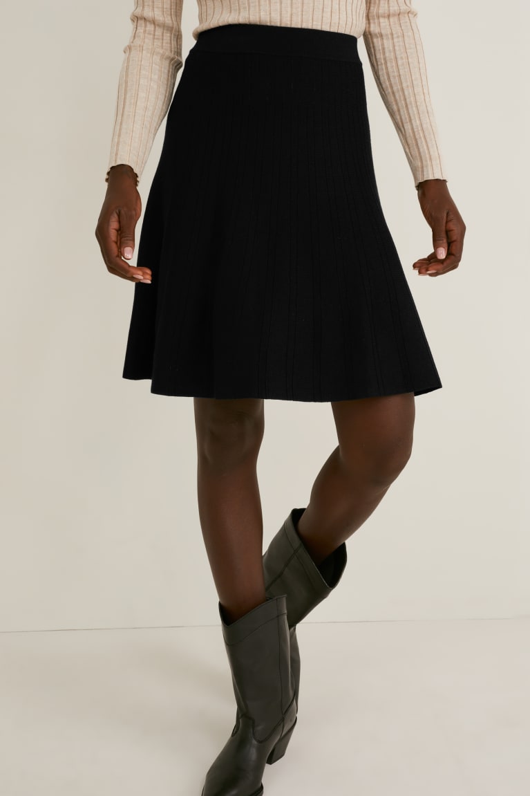 Black C&A Knitted Women's Skirts | HYKNM-1789