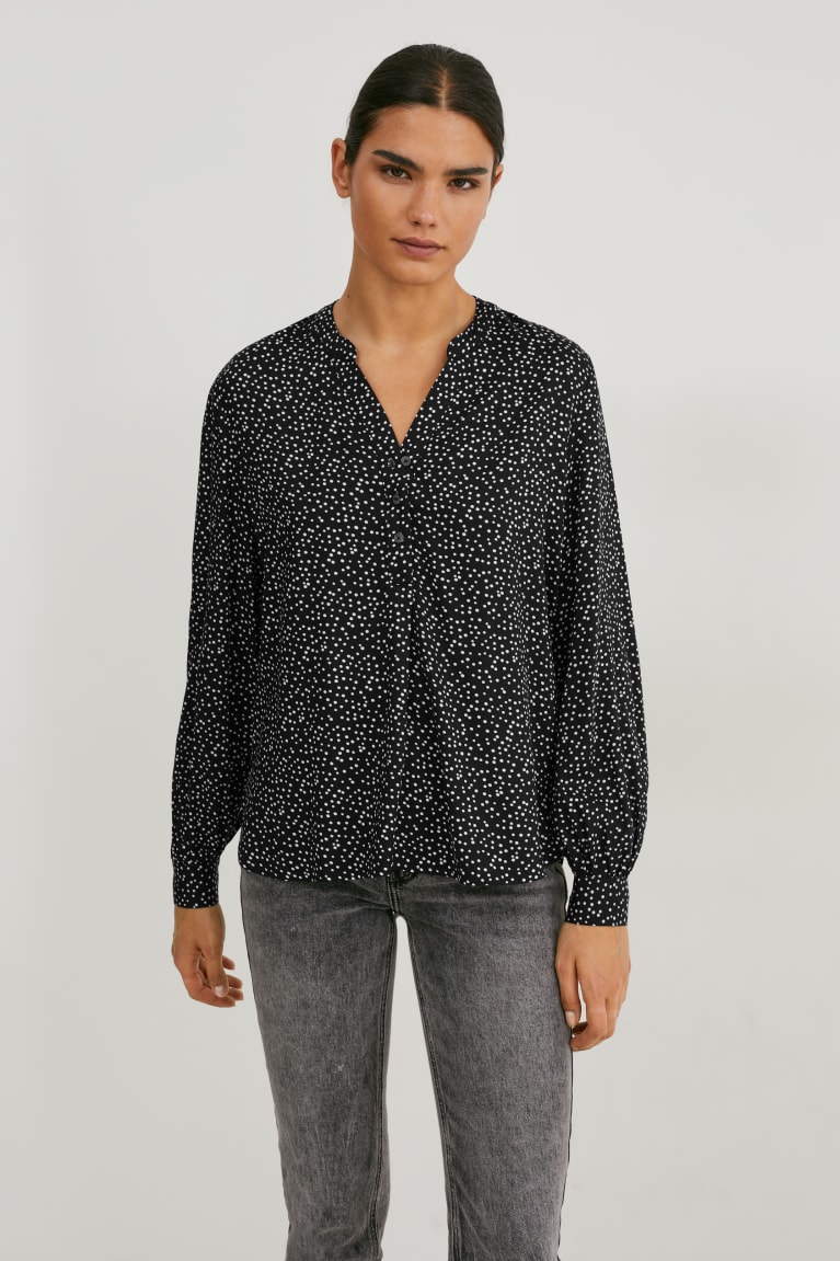 Black C&A Lenzing™ Ecovero™ Polka Dot Women's Blouses | VFLUZ-0319