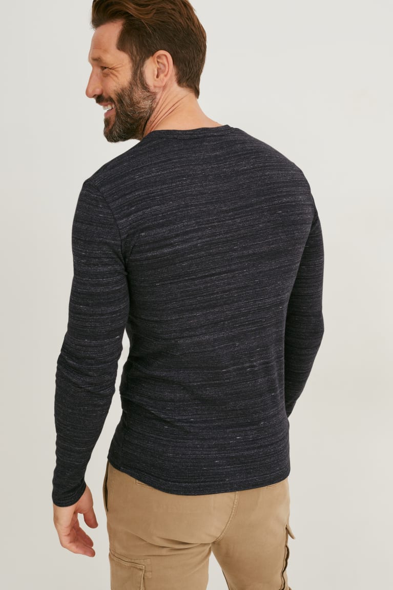 Black C&A Long Sleeve Organic Cotton Men's Top | RXKFZ-3942