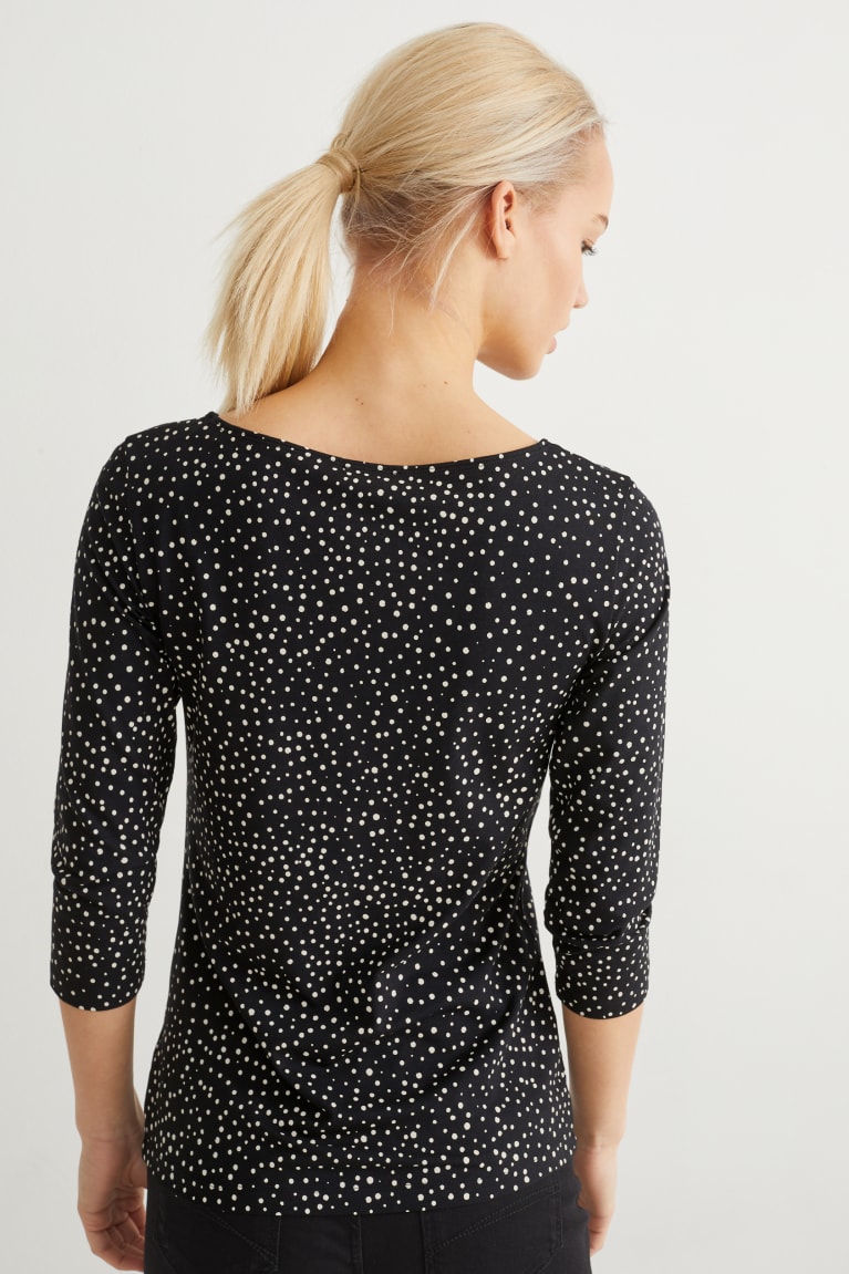 Black C&A Long Sleeve Polka Dot Women's Top | DALGF-5608