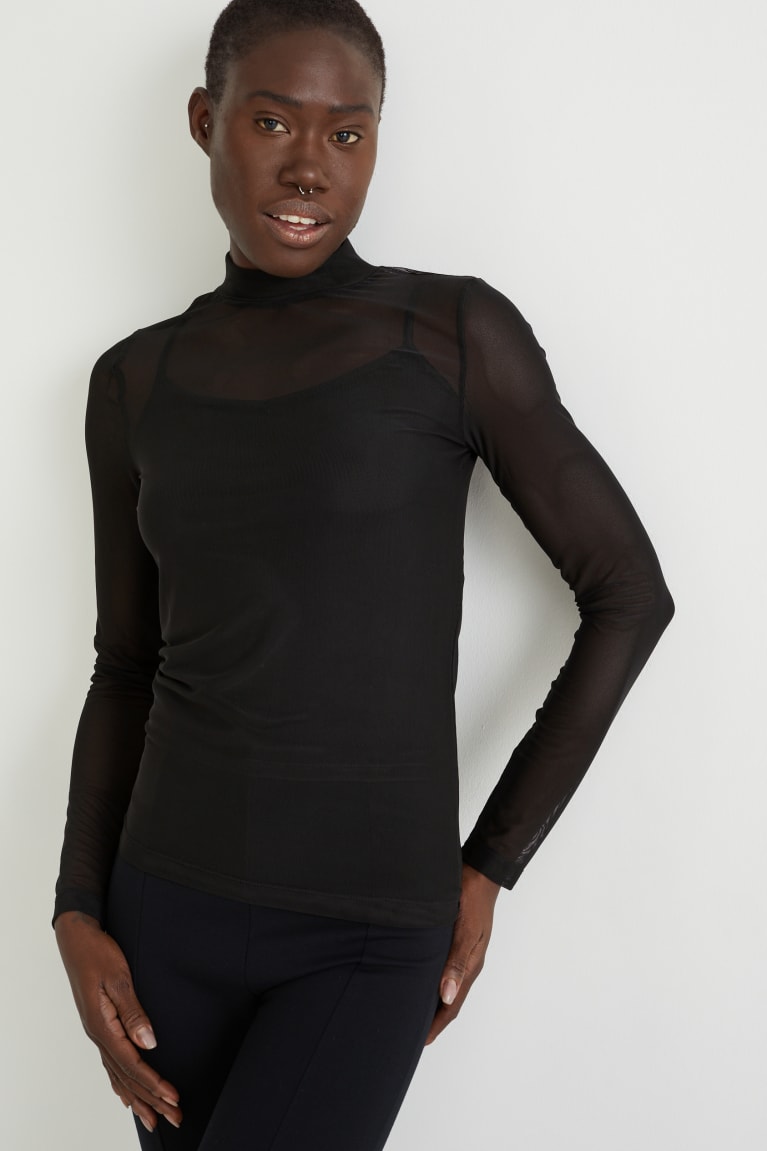 Black C&A Long Sleeve Women\'s Top | HGWPB-2391