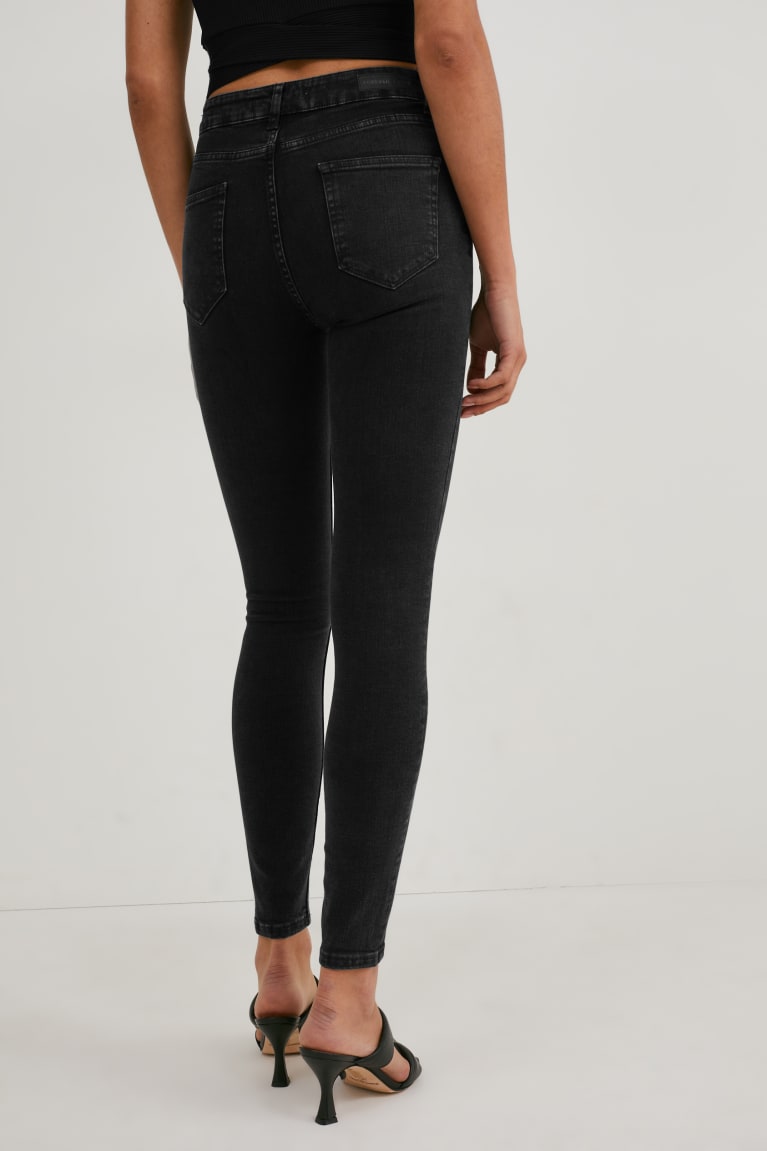 Black C&A Made In Eu Skinny High Waist Organic Cotton Women's Jeans | FUCIO-8532