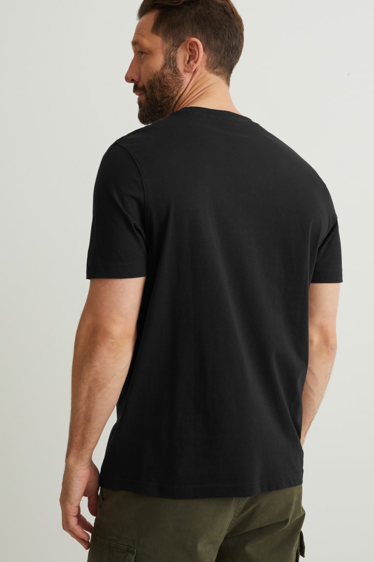 Black C&A Men's T-shirts | DISWH-9720