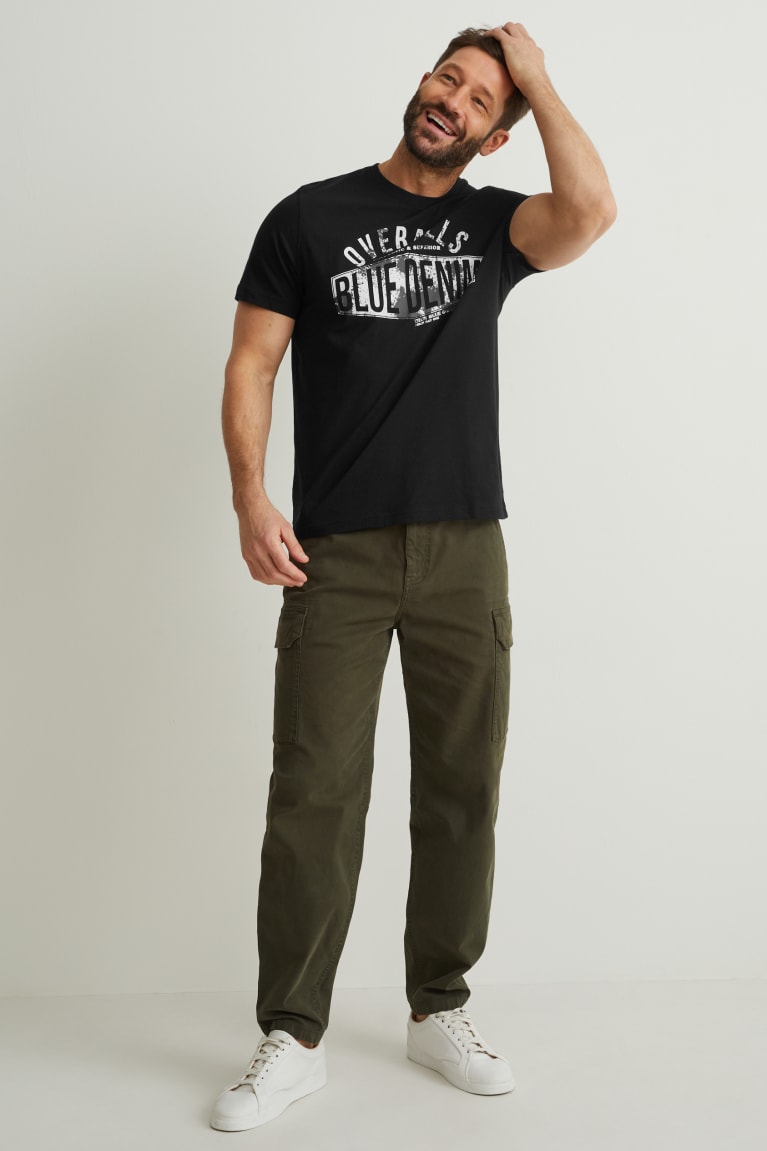 Black C&A Men's T-shirts | DISWH-9720