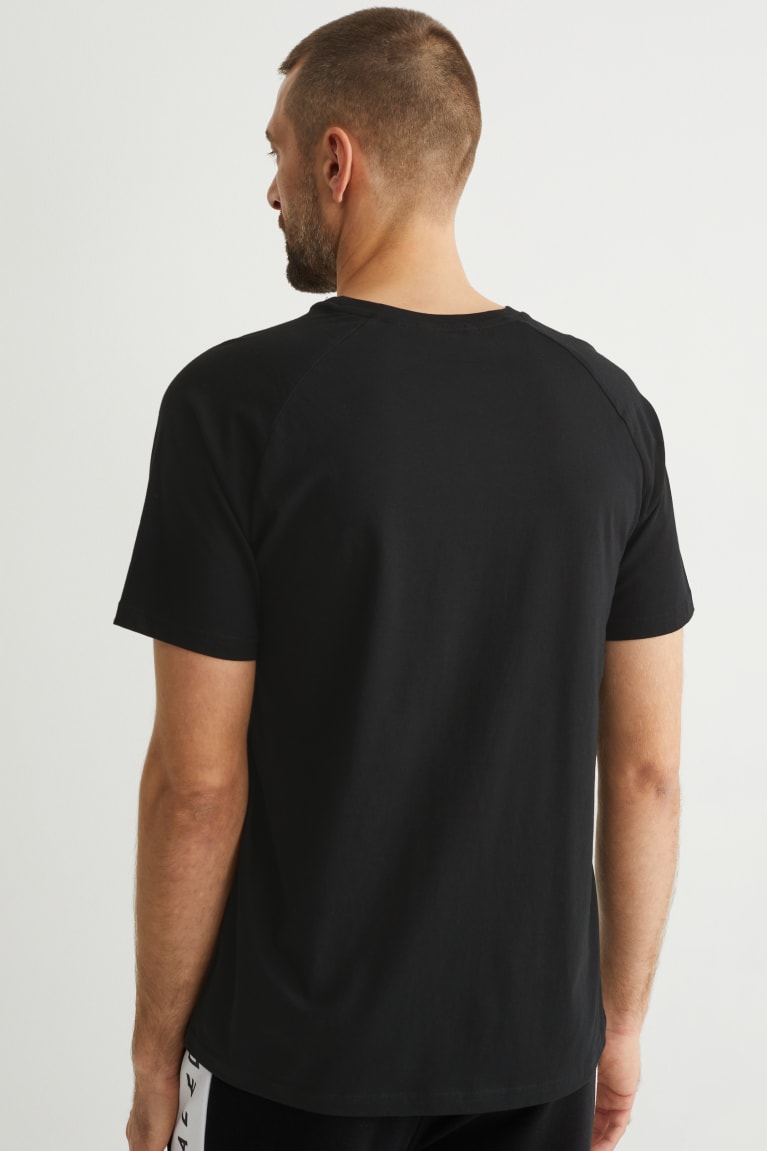 Black C&A Men's T-shirts | HUFTW-6937