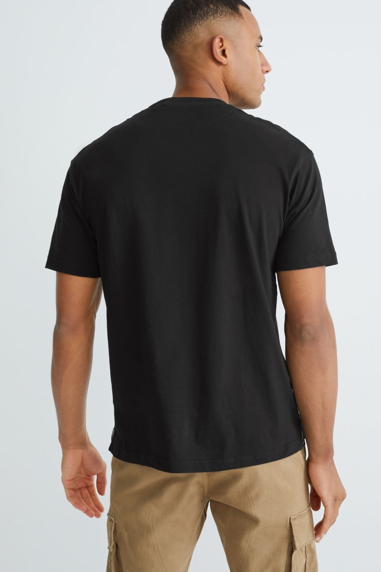 Black C&A Men's T-shirts | HXARJ-8271