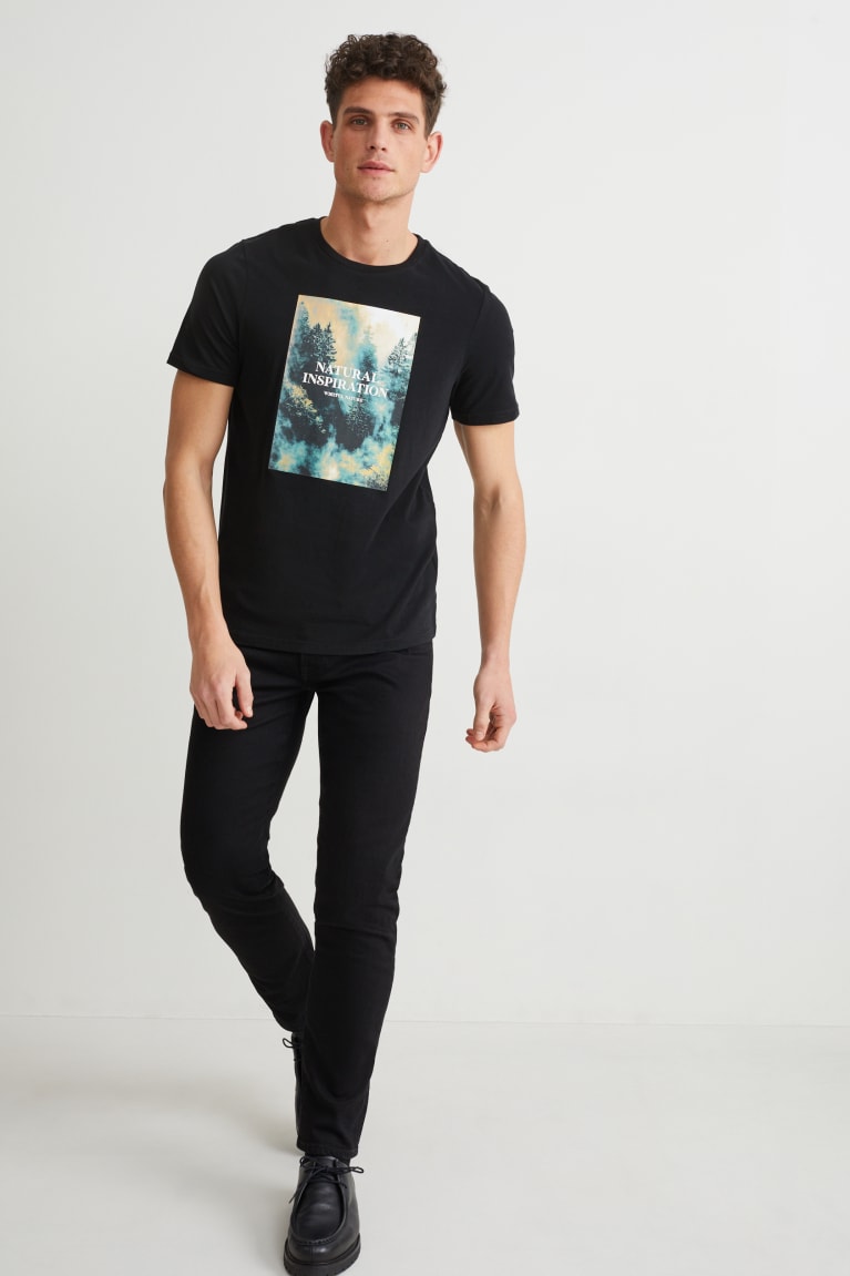 Black C&A Men's T-shirts | RSFDP-2791