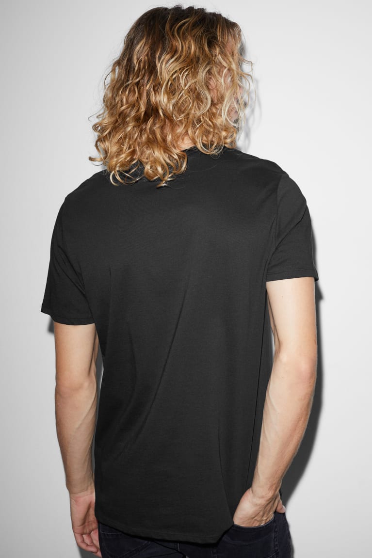 Black C&A Men's T-shirts | SVDZE-6031