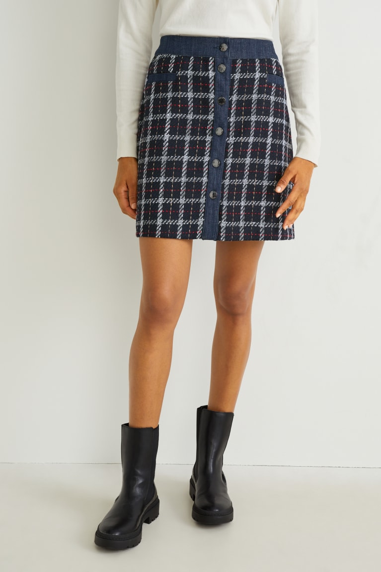 Black C&A Mini Check Women's Skirts | UEACR-7935