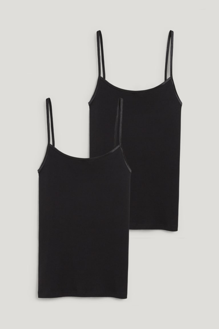 Black C&A Multipack Of 2 Camisole Organic Cotton Women's Underwear | LBPGY-4097