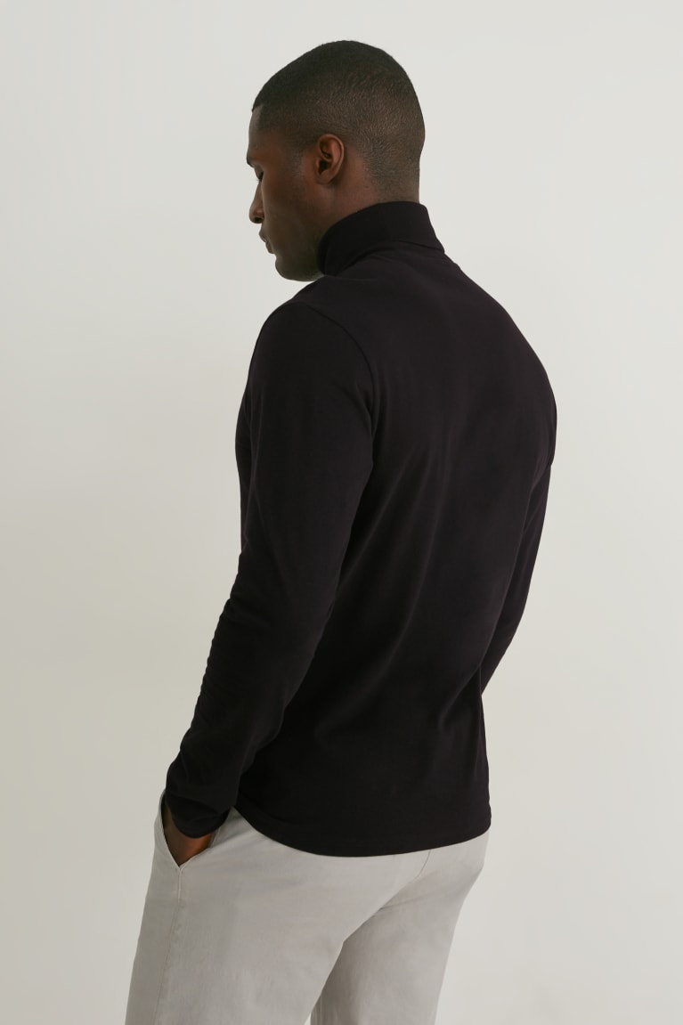 Black C&A Multipack Of 2 Polo Neck Organic Cotton Men's Top | FHZSA-8174