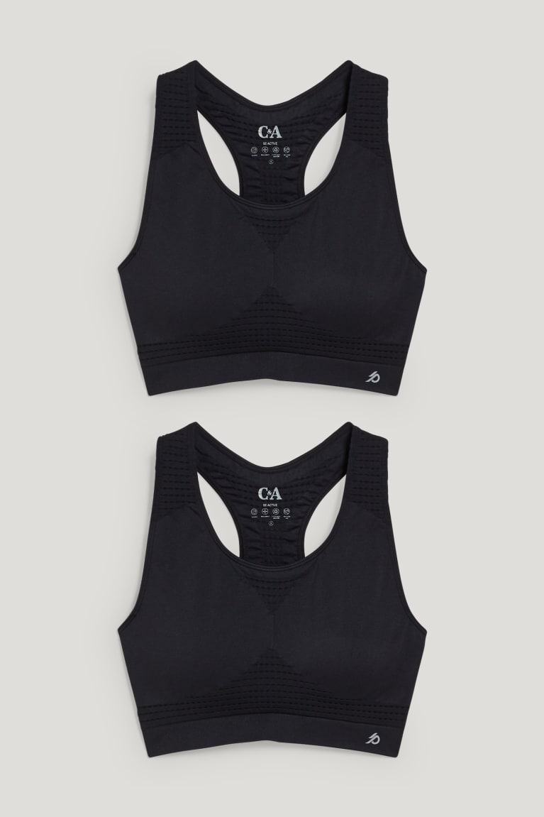 Black C&A Multipack Of 2 Sports Bra Padded Recycled Women's Underwear | UXGOV-8142