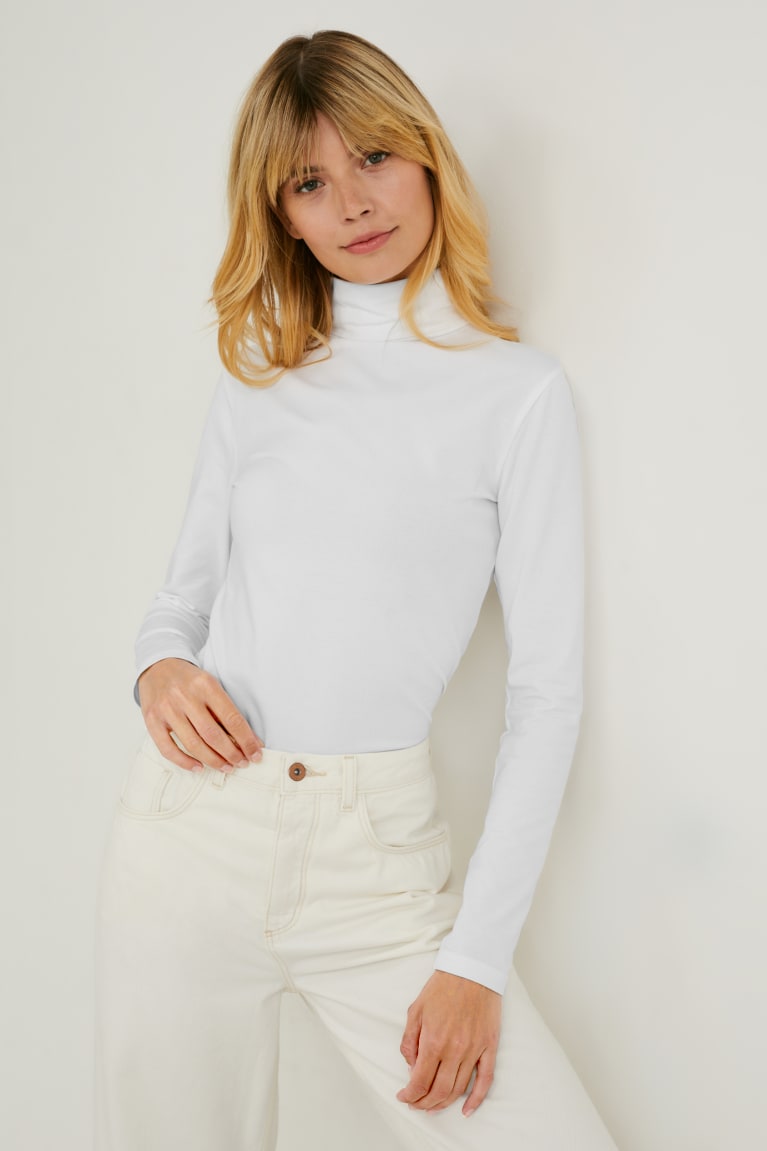 Black C&A Multipack Of 3 Basic Polo Neck Organic Cotton Women's Top | DAIJS-2019