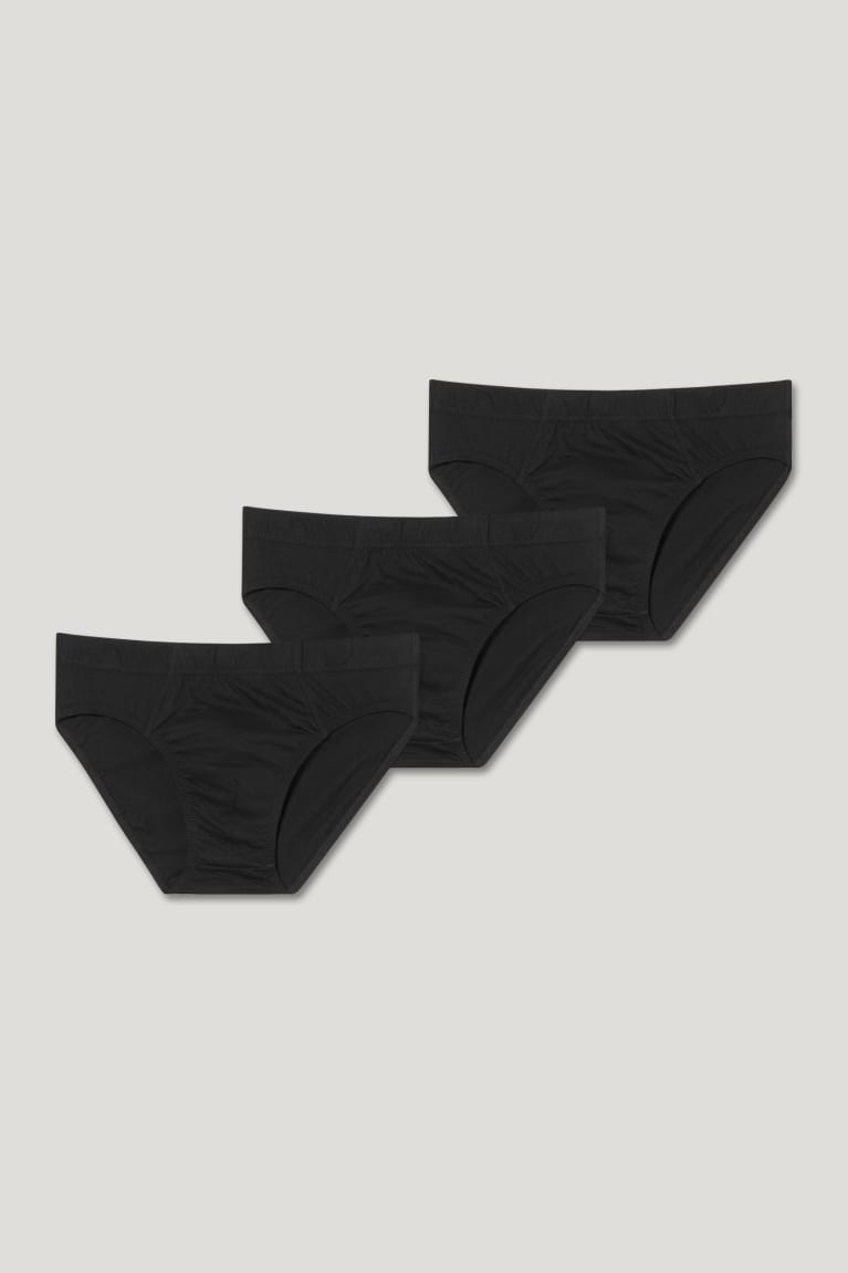 Black C&A Multipack Of 3 Briefs Organic Cotton Men's Underwear | VPQXW-4876