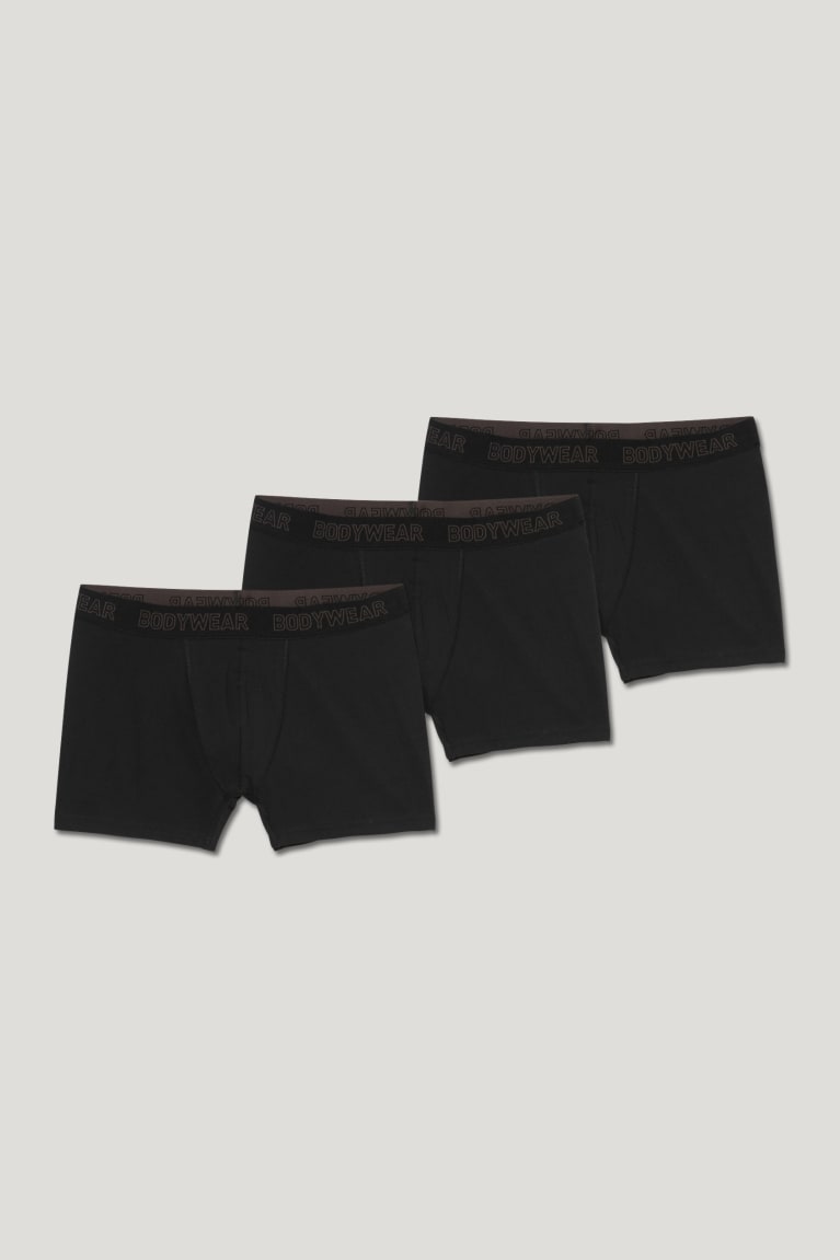 Black C&A Multipack Of 3 Trunks Organic Cotton Lycra® Men's Underwear | BNYTS-5437