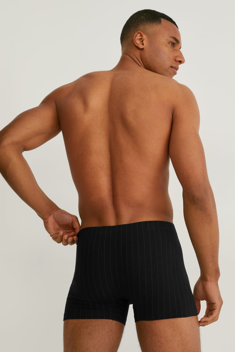 Black C&A Multipack Of 3 Trunks Organic Cotton Lycra® Striped Men's Underwear | UENGJ-5498