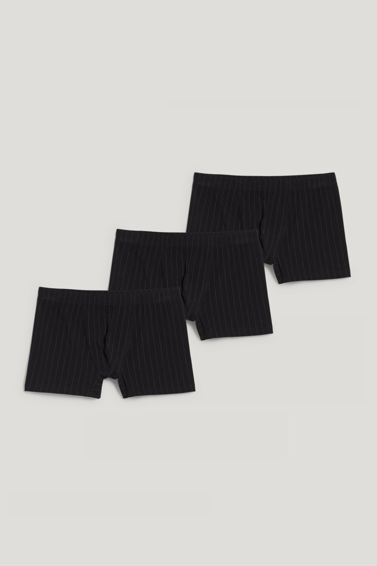 Black C&A Multipack Of 3 Trunks Organic Cotton Lycra® Striped Men's Underwear | UENGJ-5498