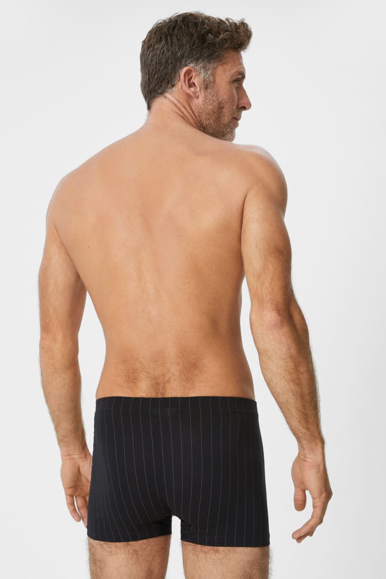 Black C&A Multipack Of 3 Trunks Organic Cotton Striped Men's Underwear | XKSQA-8605