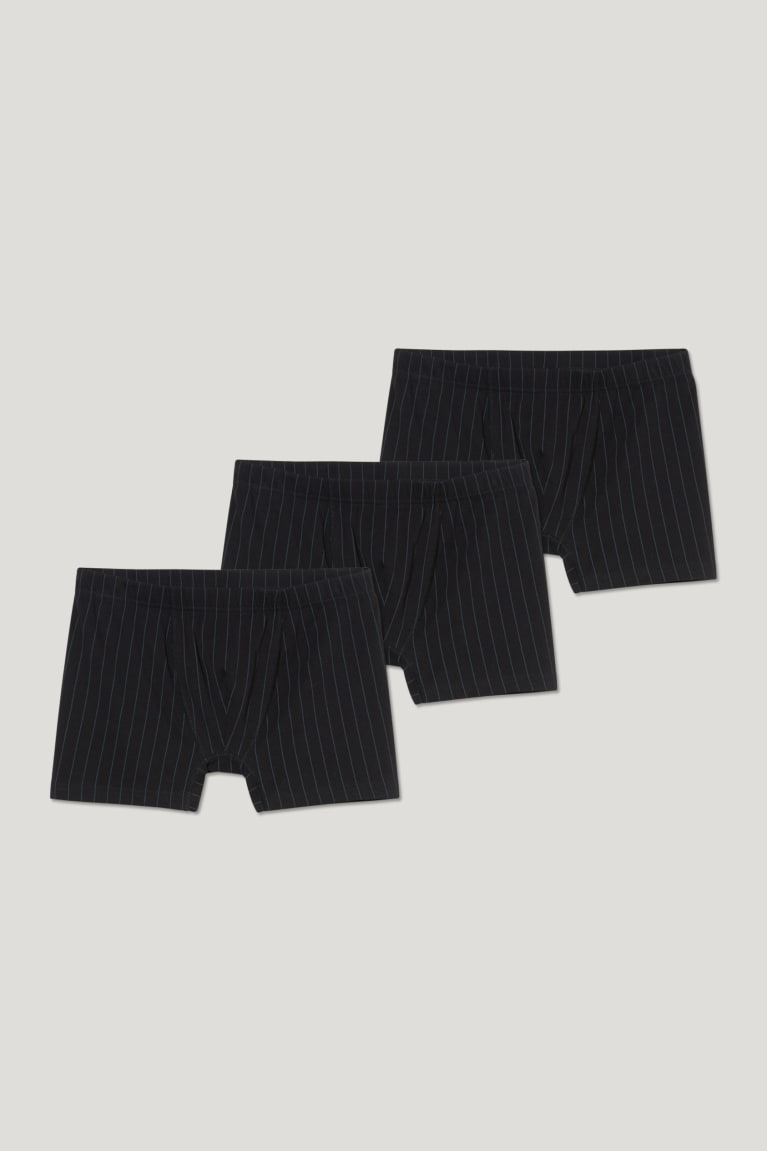 Black C&A Multipack Of 3 Trunks Organic Cotton Striped Men's Underwear | XKSQA-8605