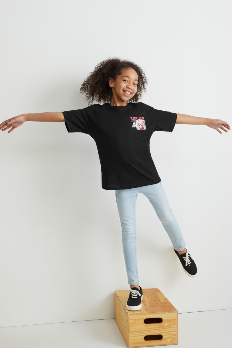 Black C&A Naruto Girls' T-shirts | JVLOP-2467