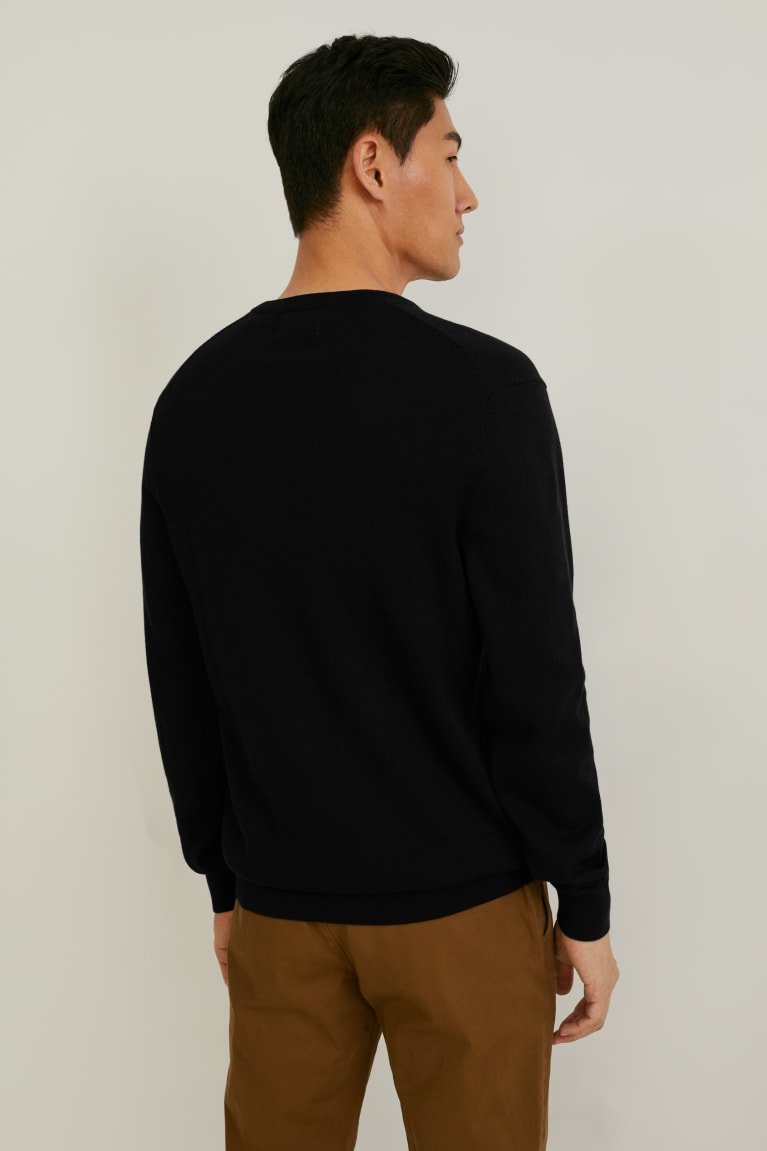 Black C&A Organic Cotton Men's Jumper | CKWRV-4706