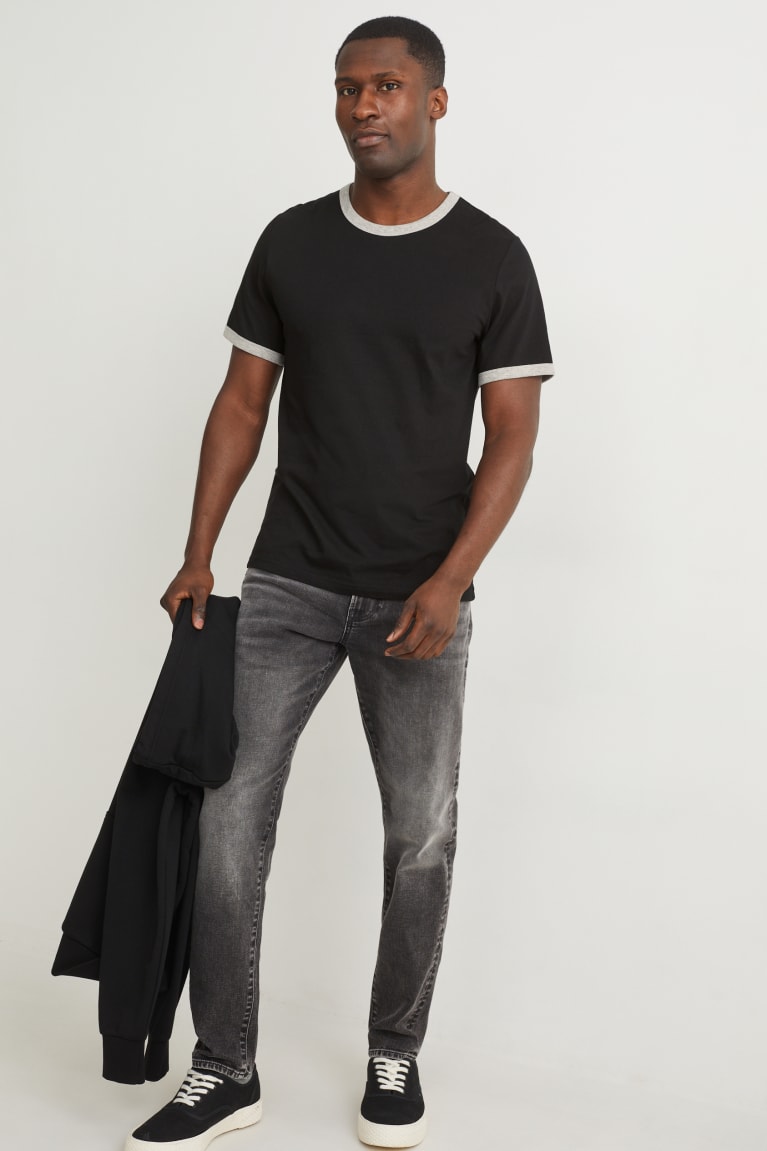 Black C&A Organic Cotton Men's T-shirts | QDLTU-9513