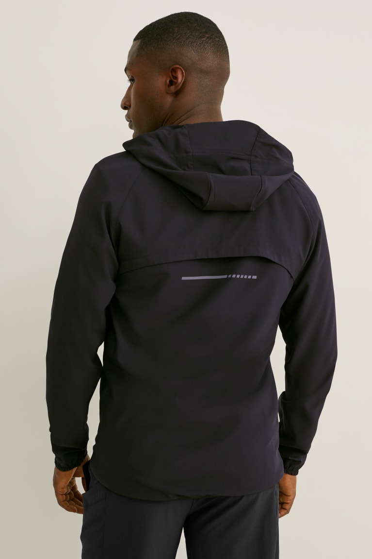 Black C&A Outdoor With Hood Flex Men's Jackets | VXNQA-3754