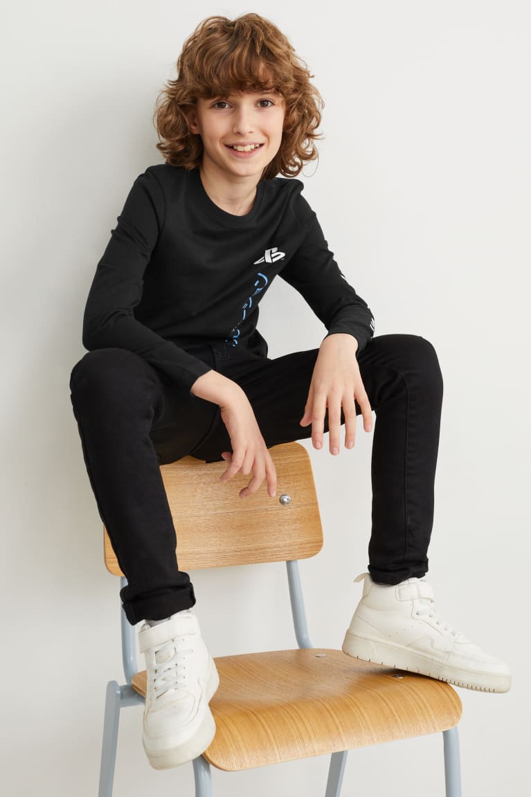 Black C&A Playstation Long Sleeve Boys' Top | RVPTC-2681