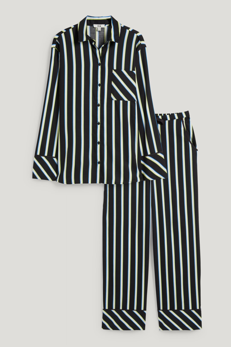 Black C&A Pyjamas Striped Women's Nightwear | DHUVM-1709